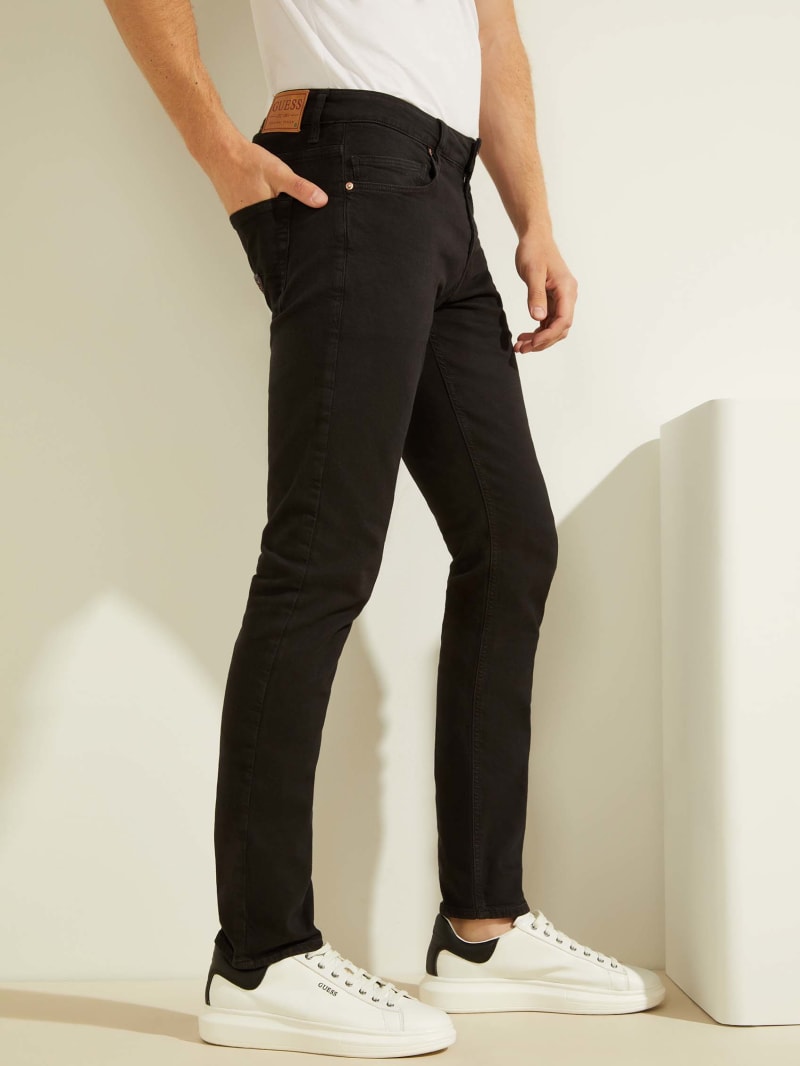 Spodnie Męskie Guess Klasyczne Solid Skinny Czarne | 5136984-YI