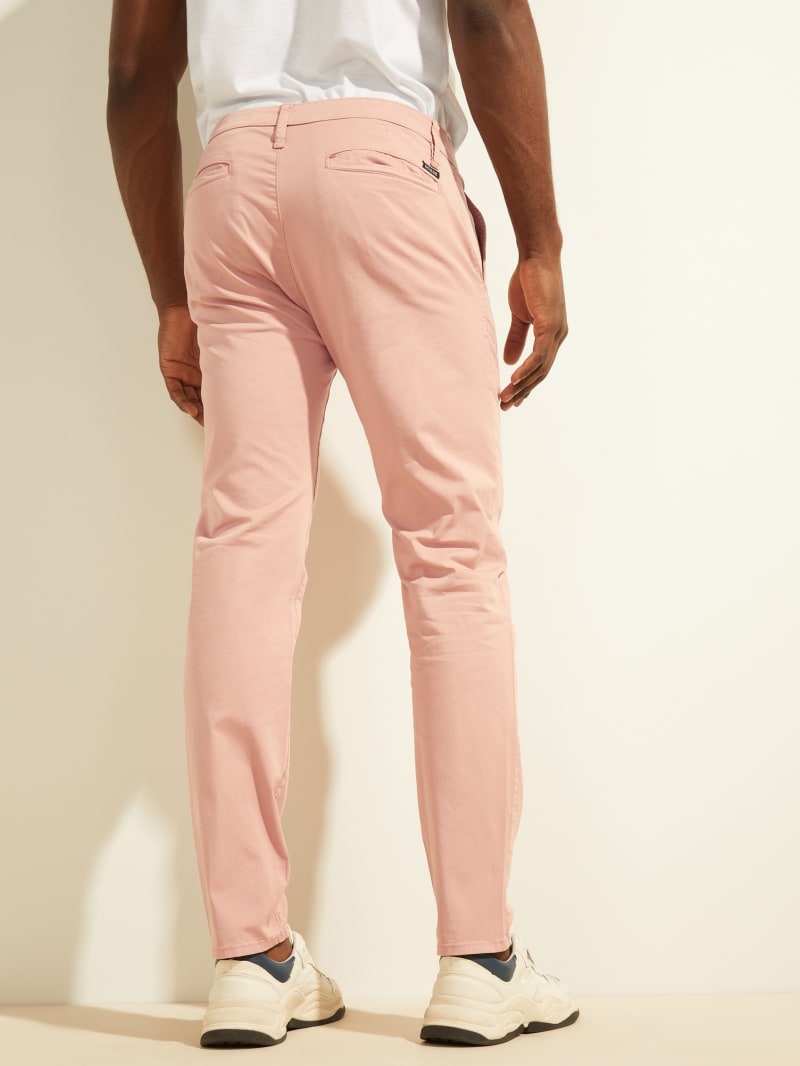 Spodnie Męskie Guess Toro Twill Chinos Różowe | 2091673-KD