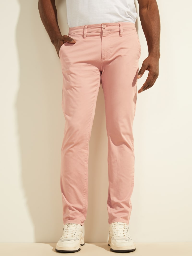 Spodnie Męskie Guess Toro Twill Chinos Różowe | 2091673-KD