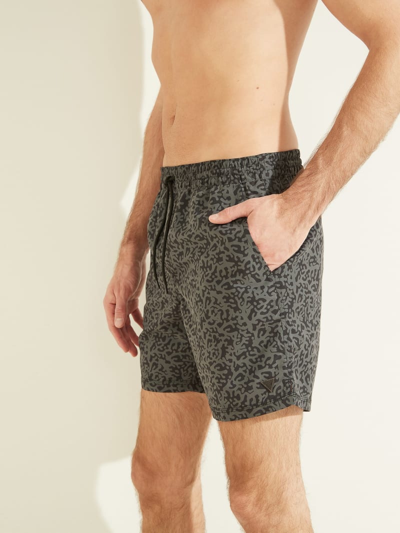 Stroje Kąpielowe Męskie Guess Abstract Swim Trunks Szare | 0281569-KU