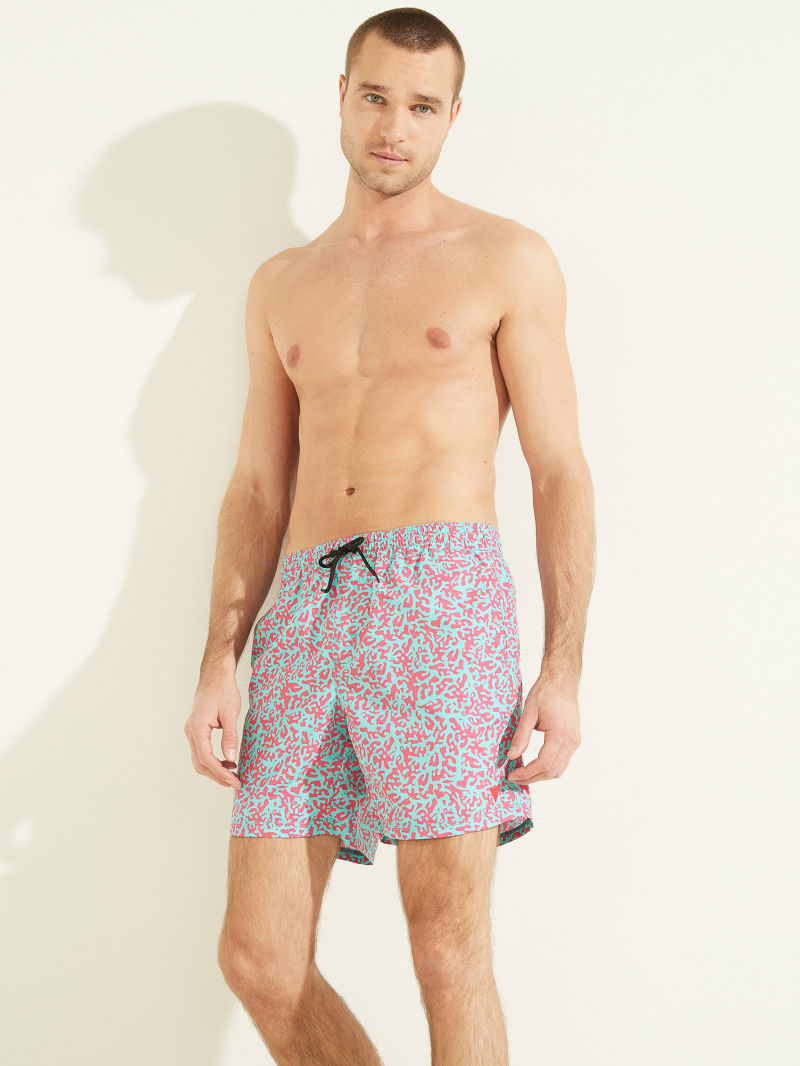 Stroje Kąpielowe Męskie Guess Abstract Swim Trunks Kolorowe | 2614380-XM