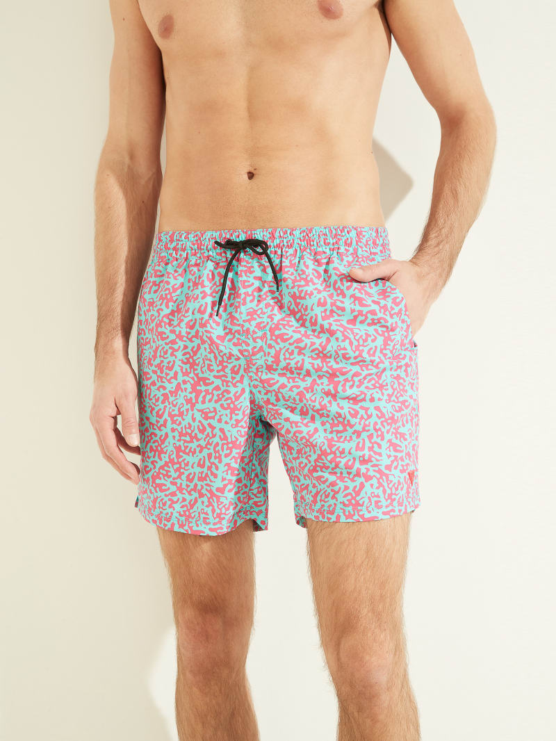 Stroje Kąpielowe Męskie Guess Abstract Swim Trunks Kolorowe | 2614380-XM