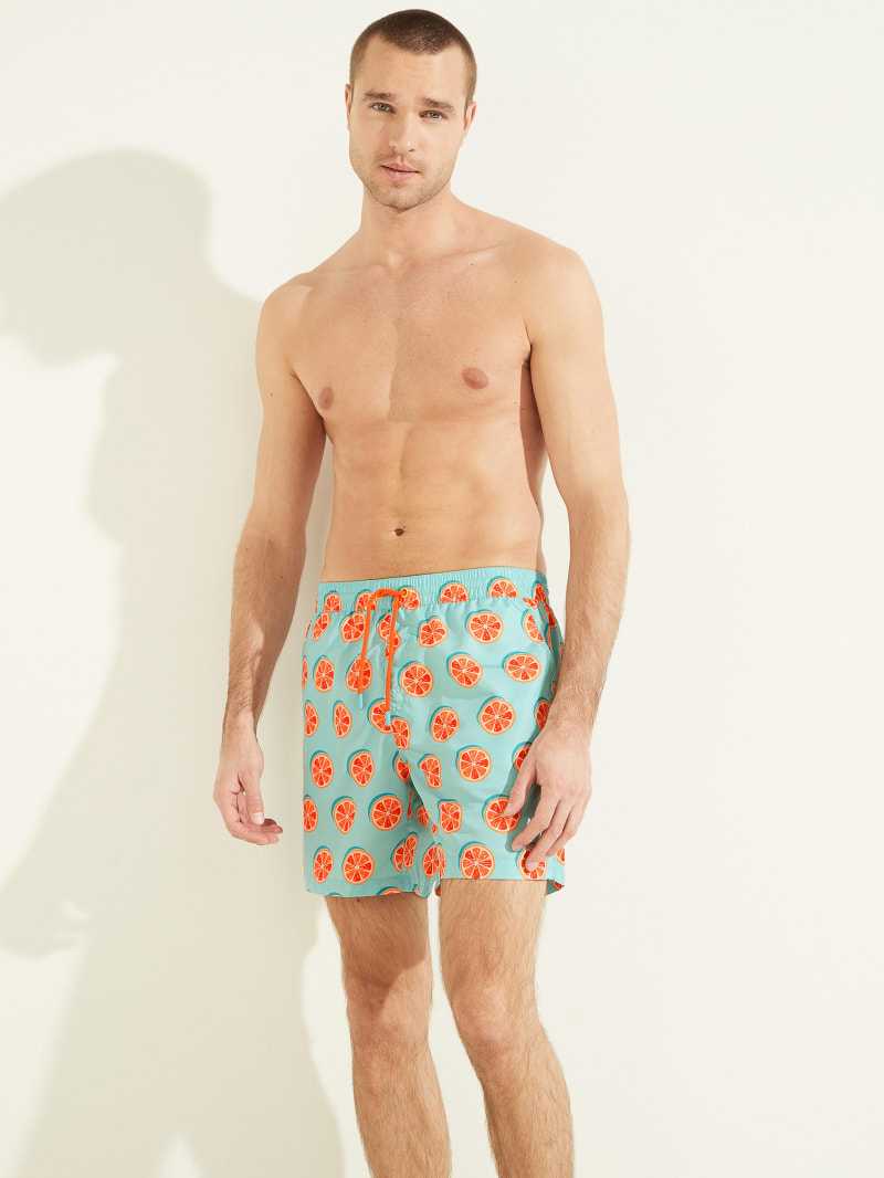 Stroje Kąpielowe Męskie Guess Citrus Woven Swim Trunks Cytrynowy | 8247693-MC