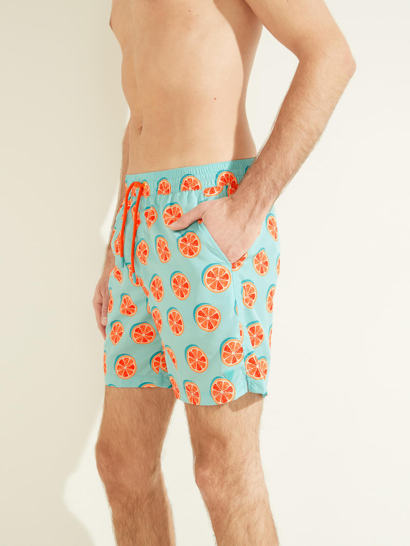 Stroje Kąpielowe Męskie Guess Citrus Woven Swim Trunks Cytrynowy | 8247693-MC