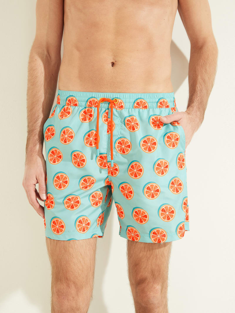 Stroje Kąpielowe Męskie Guess Citrus Woven Swim Trunks Cytrynowy | 8247693-MC