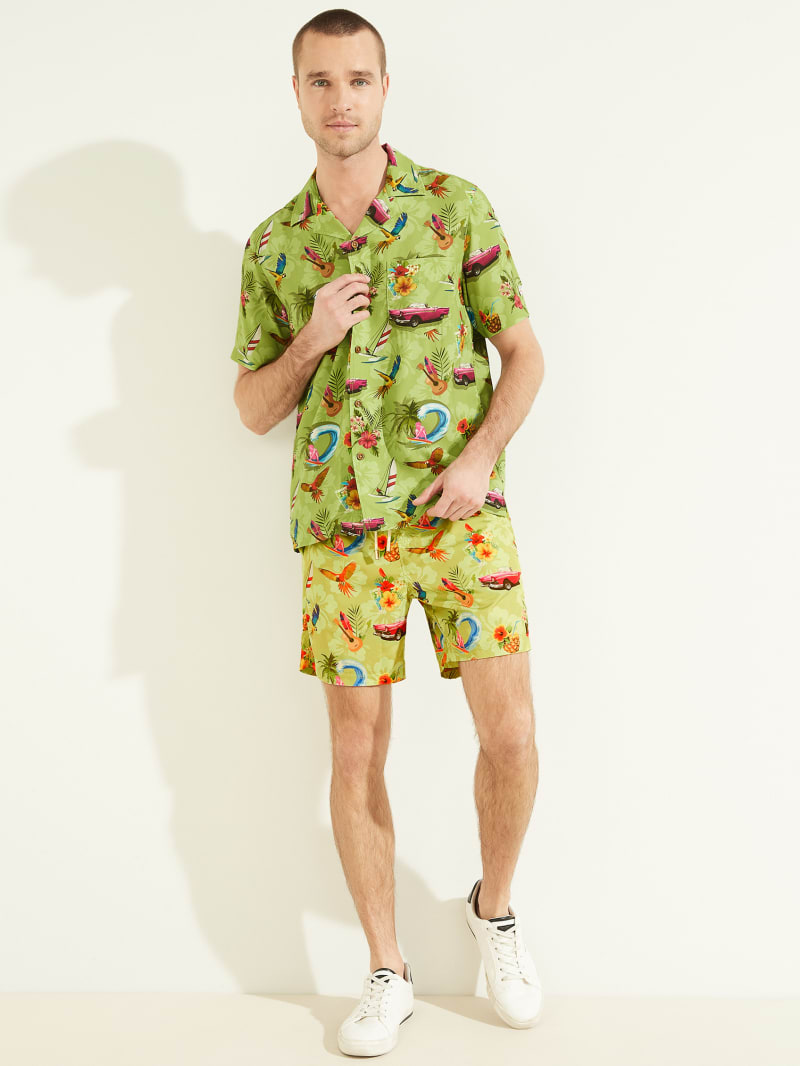 Stroje Kąpielowe Męskie Guess Eco Hawaii Woven Swim Trunks Kwiaty | 1296843-WV