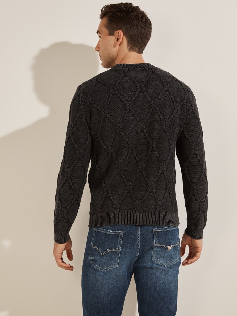 Swetry Męskie Guess Dawson Cable Knit Czarne | 8061372-NA