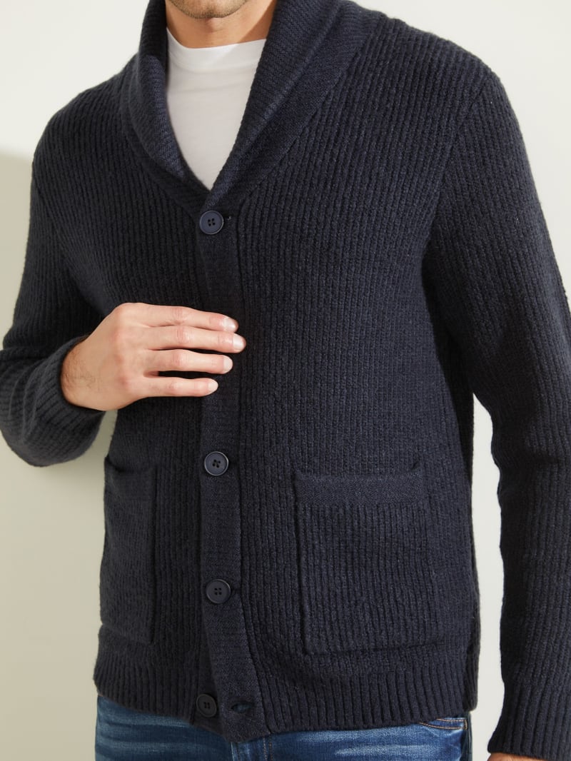 Swetry Męskie Guess Declan Shawl Cardigan Jasny Niebieskie | 1423790-NJ