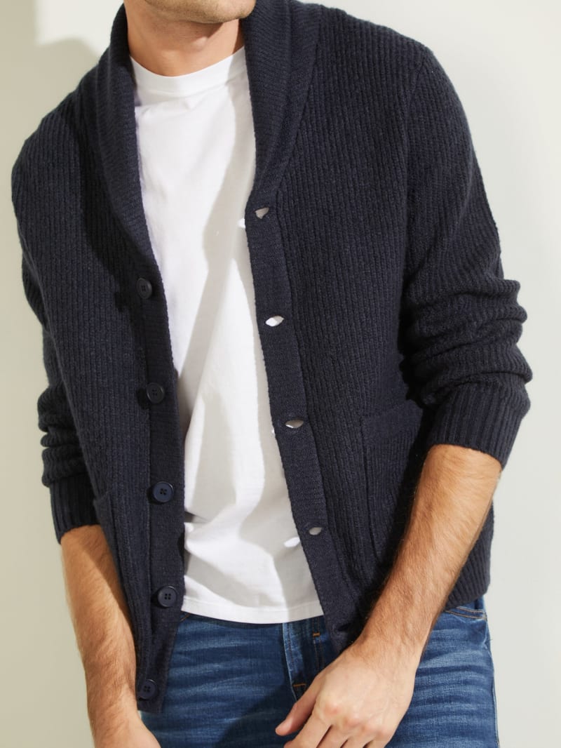 Swetry Męskie Guess Declan Shawl Cardigan Jasny Niebieskie | 1423790-NJ