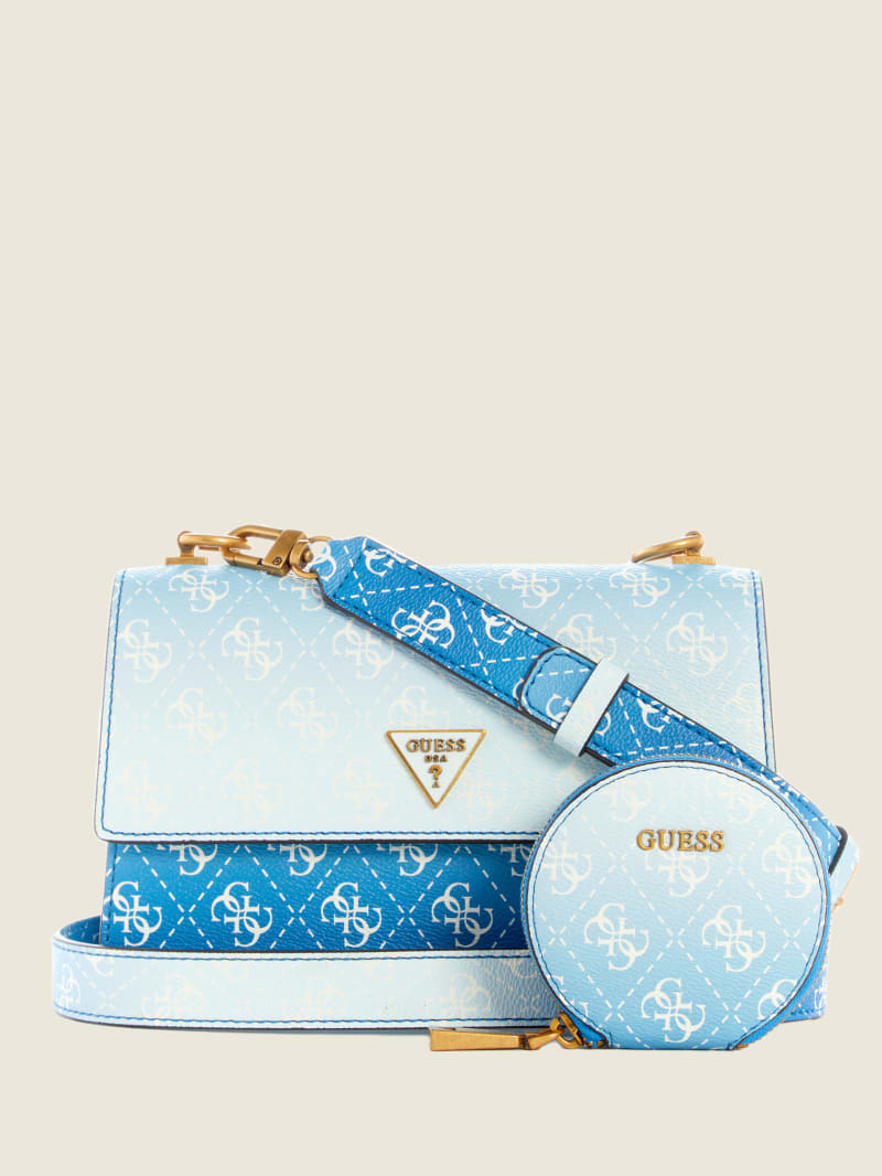 Torba Crossbody Damskie Guess Alexie Ombre Logo Flap Niebieskie | 7945816-VE