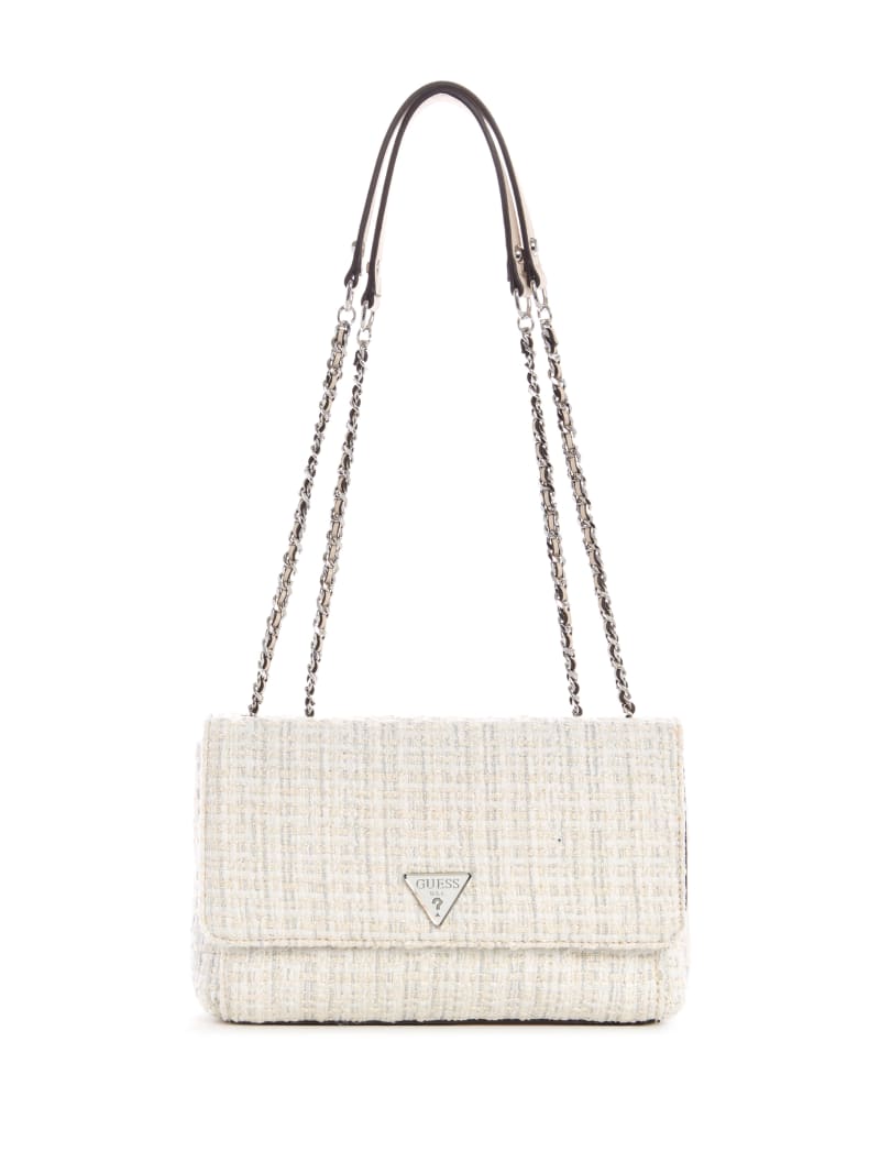 Torba Crossbody Damskie Guess Cessily Convertible Tweed Białe | 7453812-DM