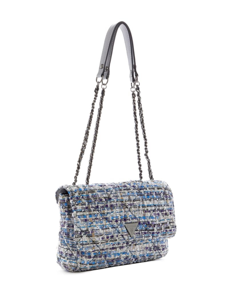 Torba Crossbody Damskie Guess Cessily Tweed Convertible Niebieskie | 9563028-YO