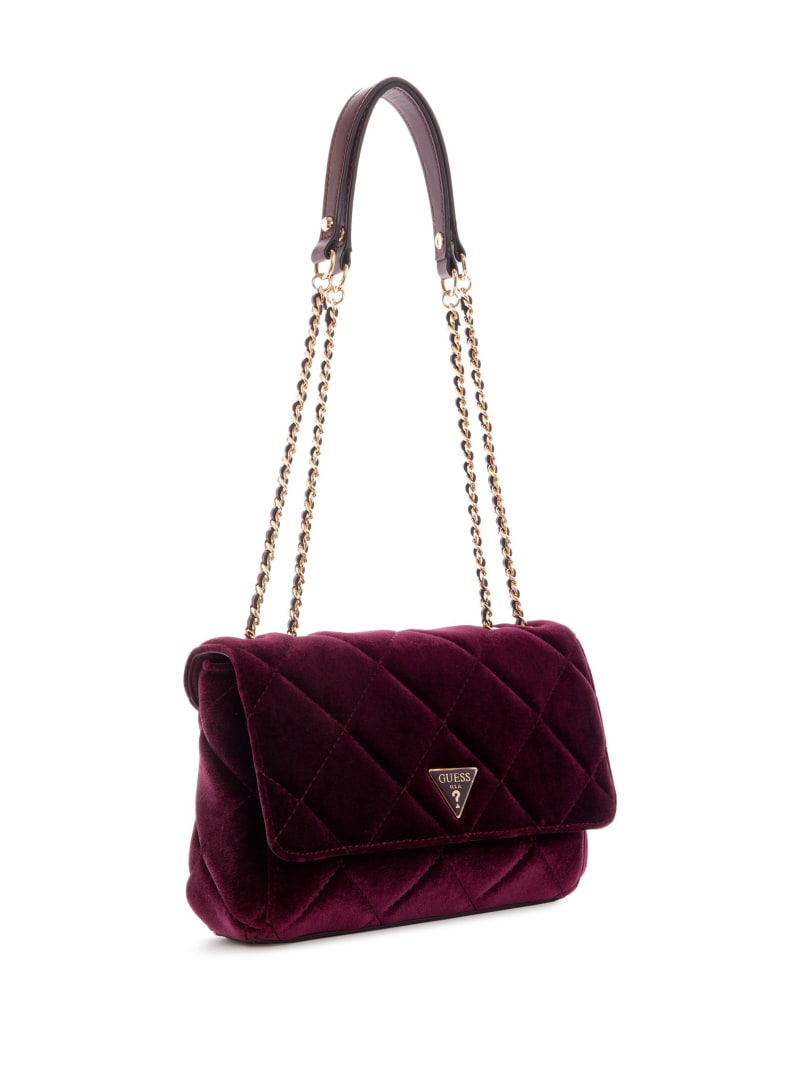 Torba Crossbody Damskie Guess Cessily Velvet Convertible Bordowe | 9031875-CN