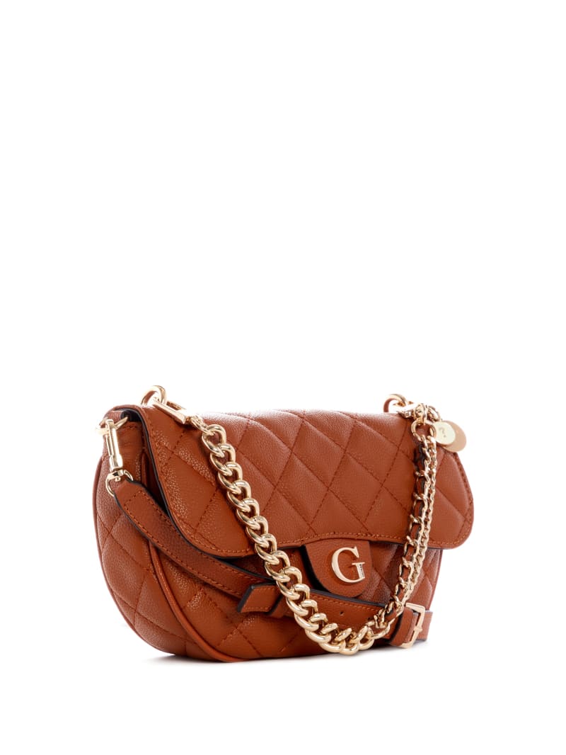 Torba Crossbody Damskie Guess Gillian Quilted Flap Brązowe | 0967832-WJ