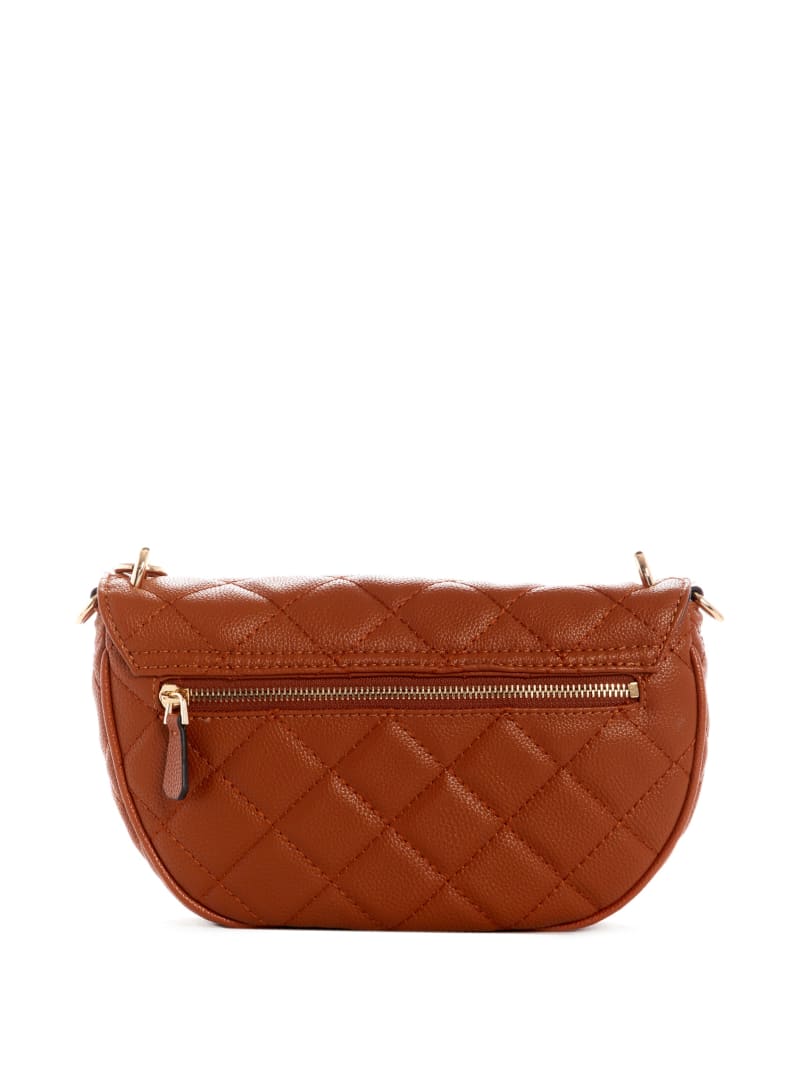 Torba Crossbody Damskie Guess Gillian Quilted Flap Brązowe | 0967832-WJ