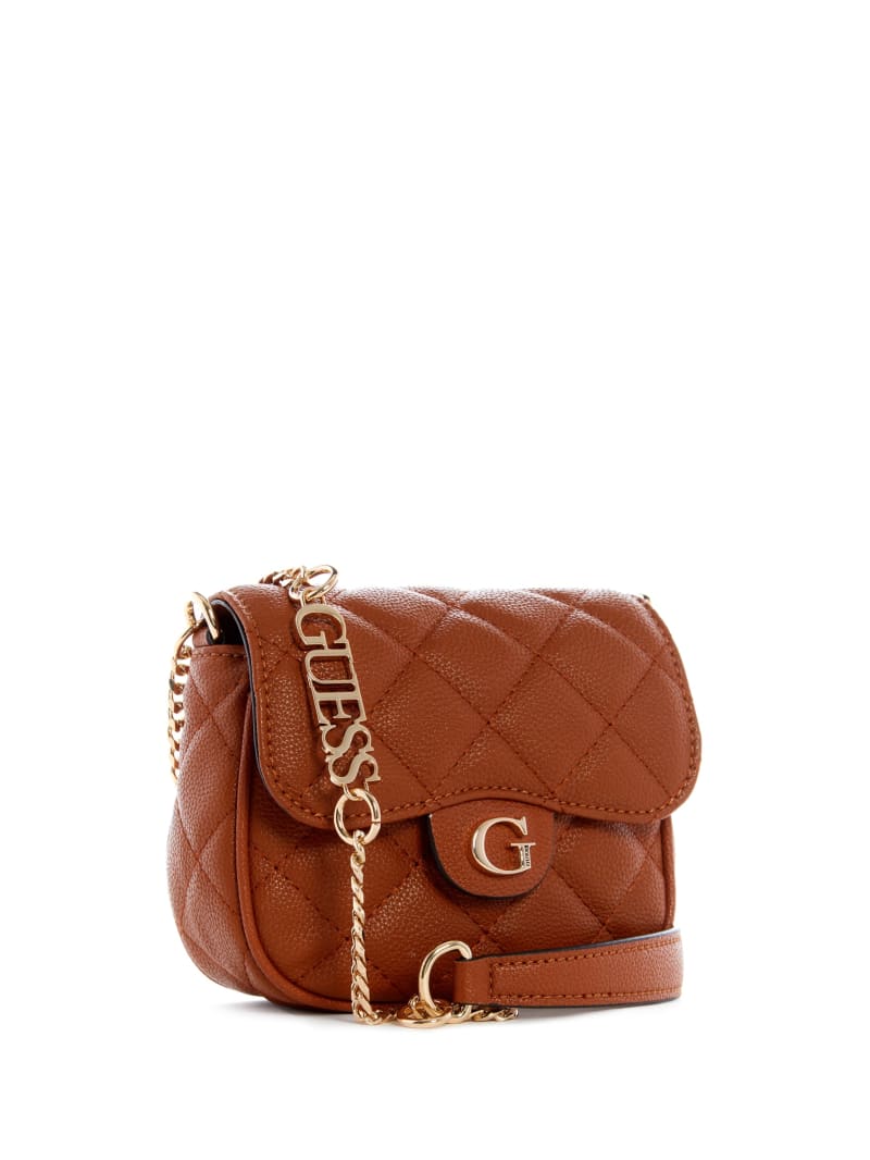 Torba Crossbody Damskie Guess Gillian Quilted Flap Brązowe | 3745028-LW