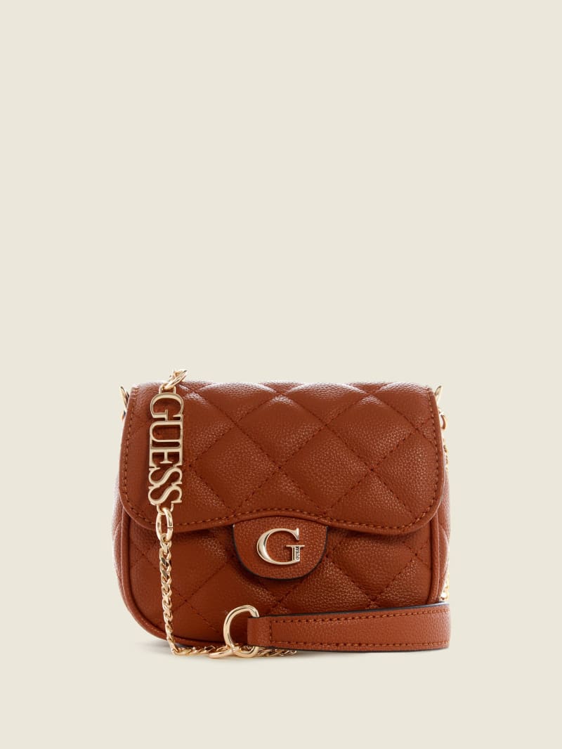 Torba Crossbody Damskie Guess Gillian Quilted Flap Brązowe | 3745028-LW