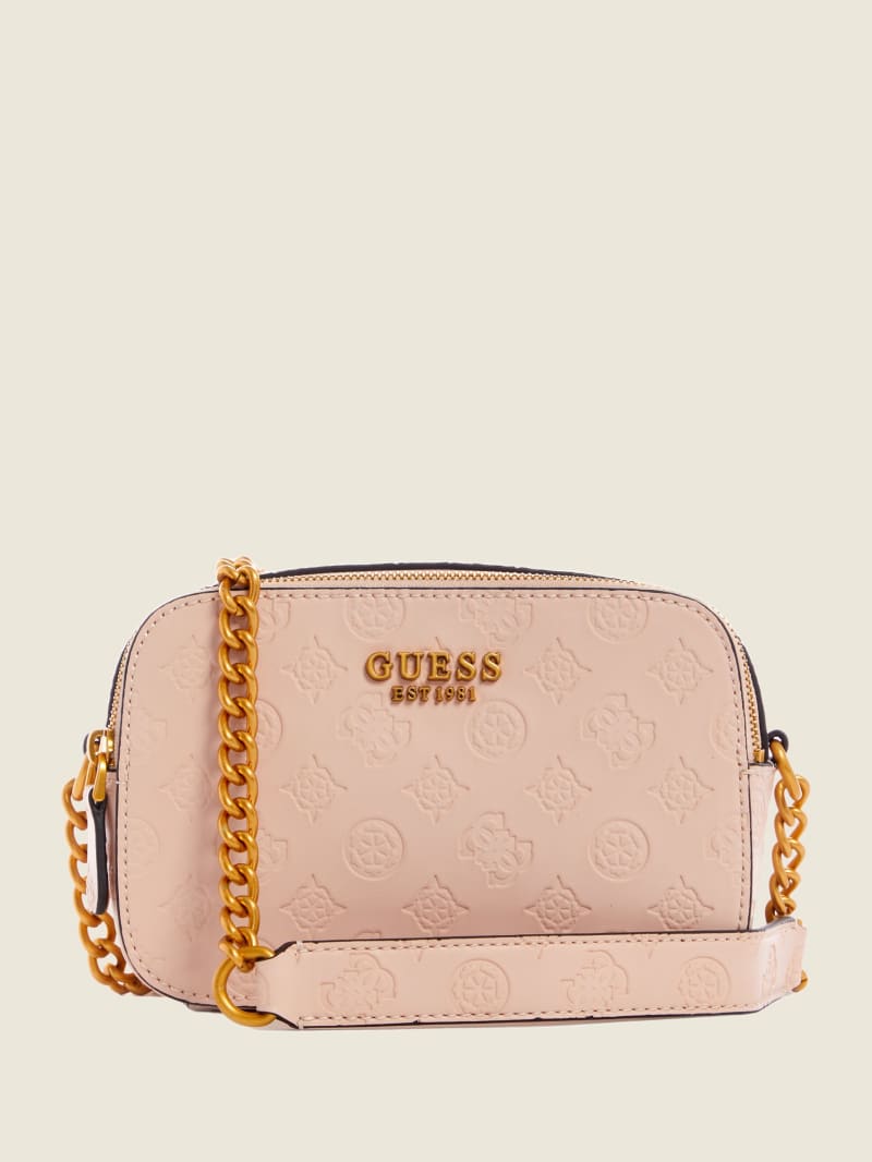 Torba Crossbody Damskie Guess Noelle Logo Camera Różowe | 1496023-NT