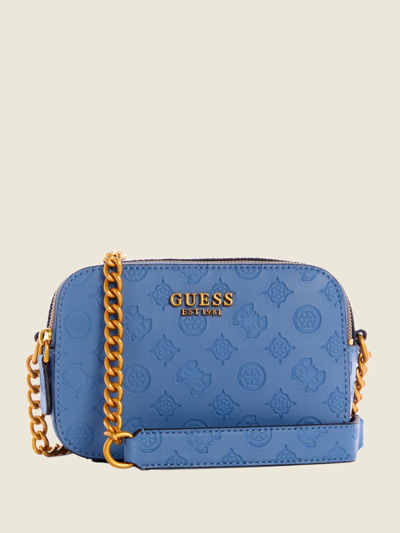 Torba Crossbody Damskie Guess Noelle Logo Camera Niebieskie | 7052961-MV