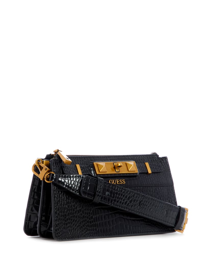 Torba Crossbody Damskie Guess Raffie Czarne | 0534967-GD