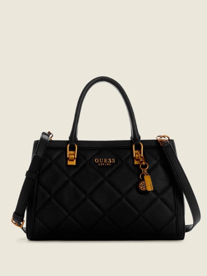 Torba Satchel Damskie Guess Abey Elite Girlfriend Czarne | 3896217-KM