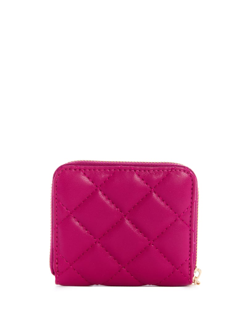 Torba Satchel Damskie Guess Cessily Quilted Small Zip-Around Fuksja | 0476915-BH