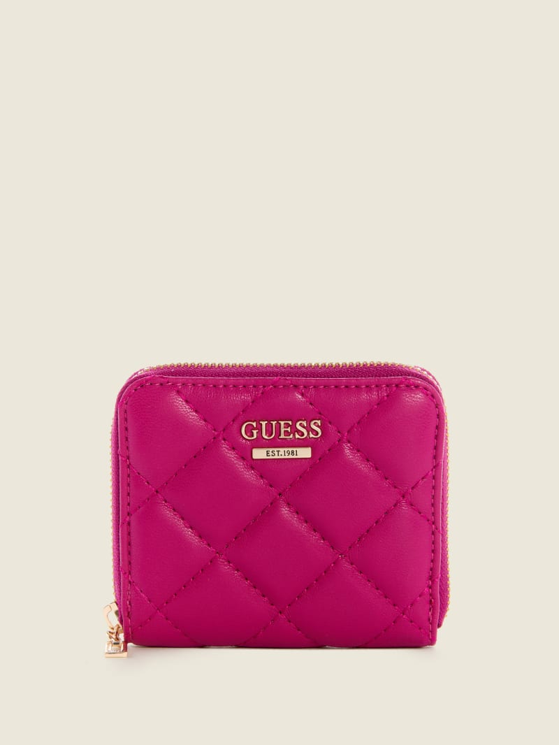 Torba Satchel Damskie Guess Cessily Quilted Small Zip-Around Fuksja | 0476915-BH