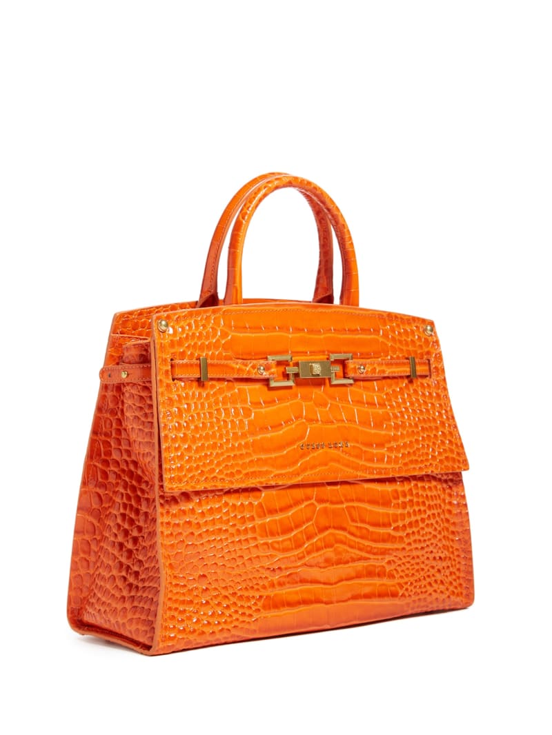 Torba Satchel Damskie Guess Cristina Croc Skórzane Pomarańczowe | 5467812-BG