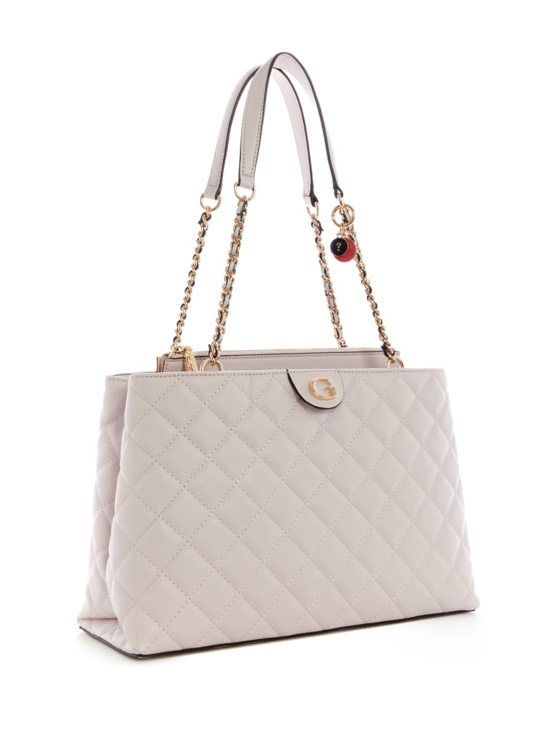 Torba Satchel Damskie Guess Gillian Quilted High Society Szare | 2865709-MI