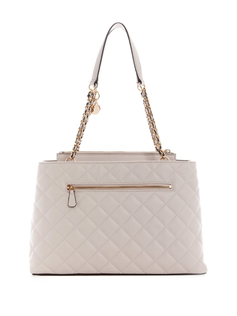 Torba Satchel Damskie Guess Gillian Quilted High Society Szare | 2865709-MI