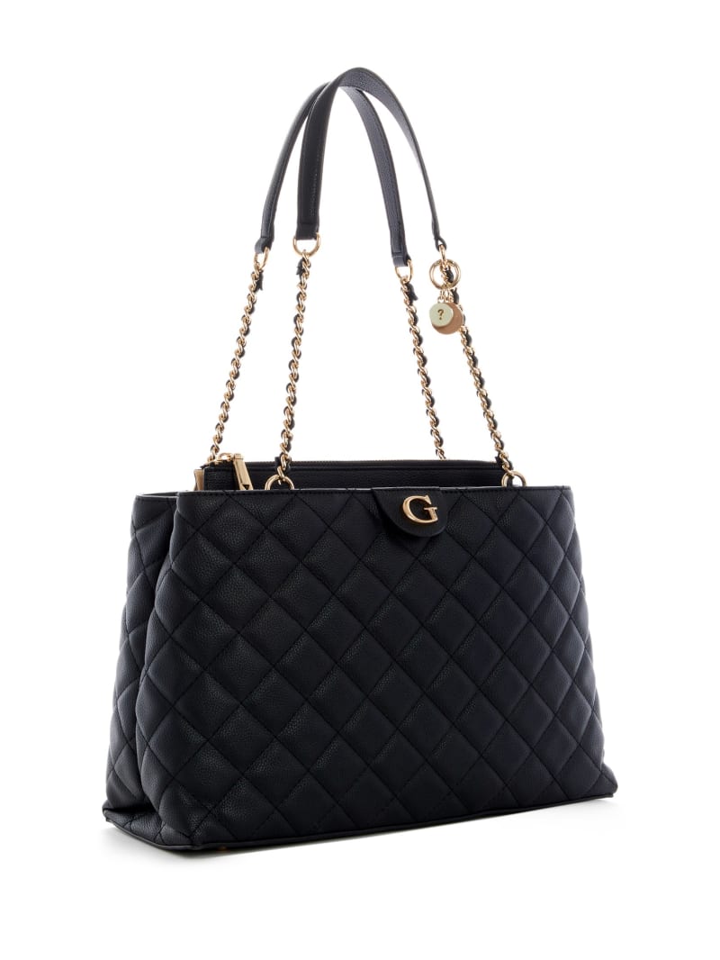 Torba Satchel Damskie Guess Gillian Quilted High Society Czarne | 3514608-FD