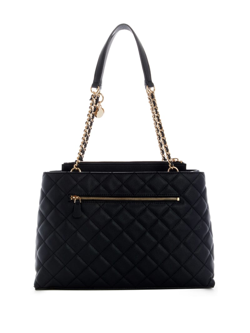 Torba Satchel Damskie Guess Gillian Quilted High Society Czarne | 3514608-FD