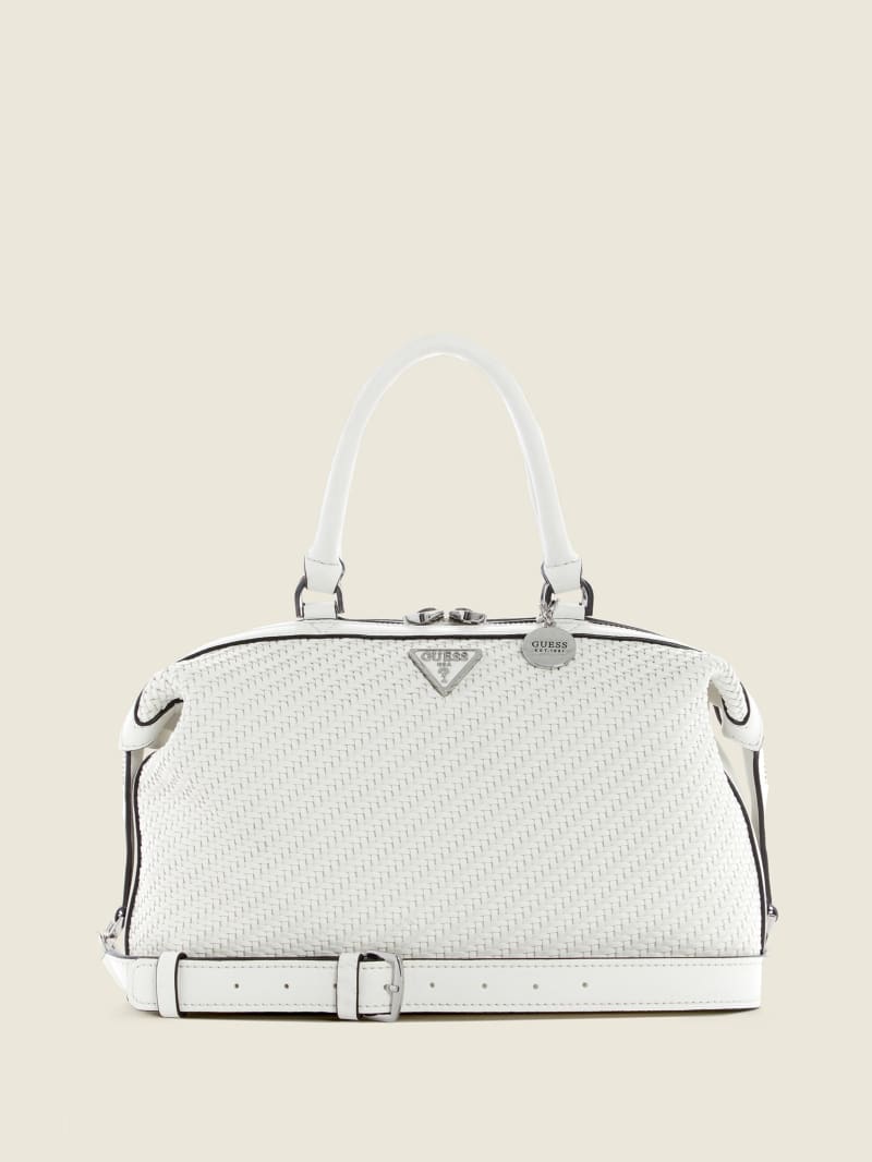 Torba Satchel Damskie Guess Hassie Białe | 0698351-UO