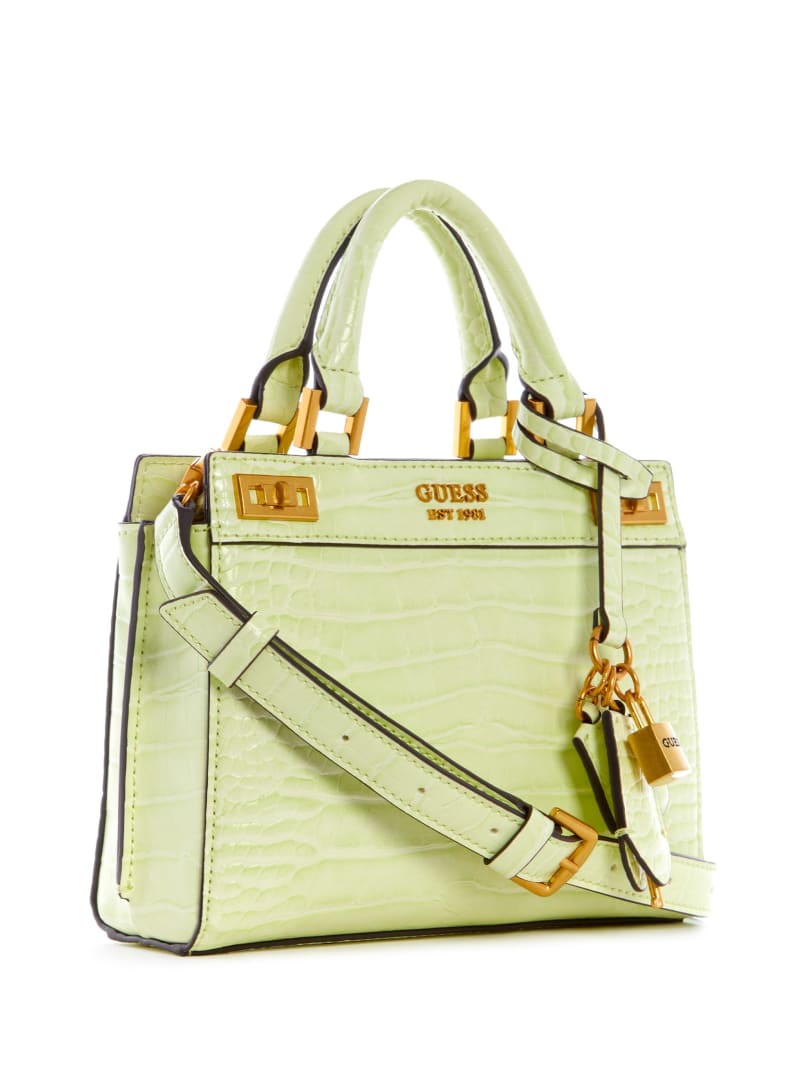 Torba Satchel Damskie Guess Katey Croc Głęboka Złote | 0329864-LO