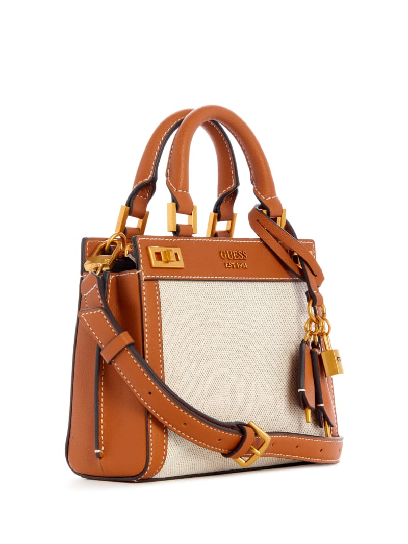 Torba Satchel Damskie Guess Katey Płócienne Brązowe | 4850729-CJ