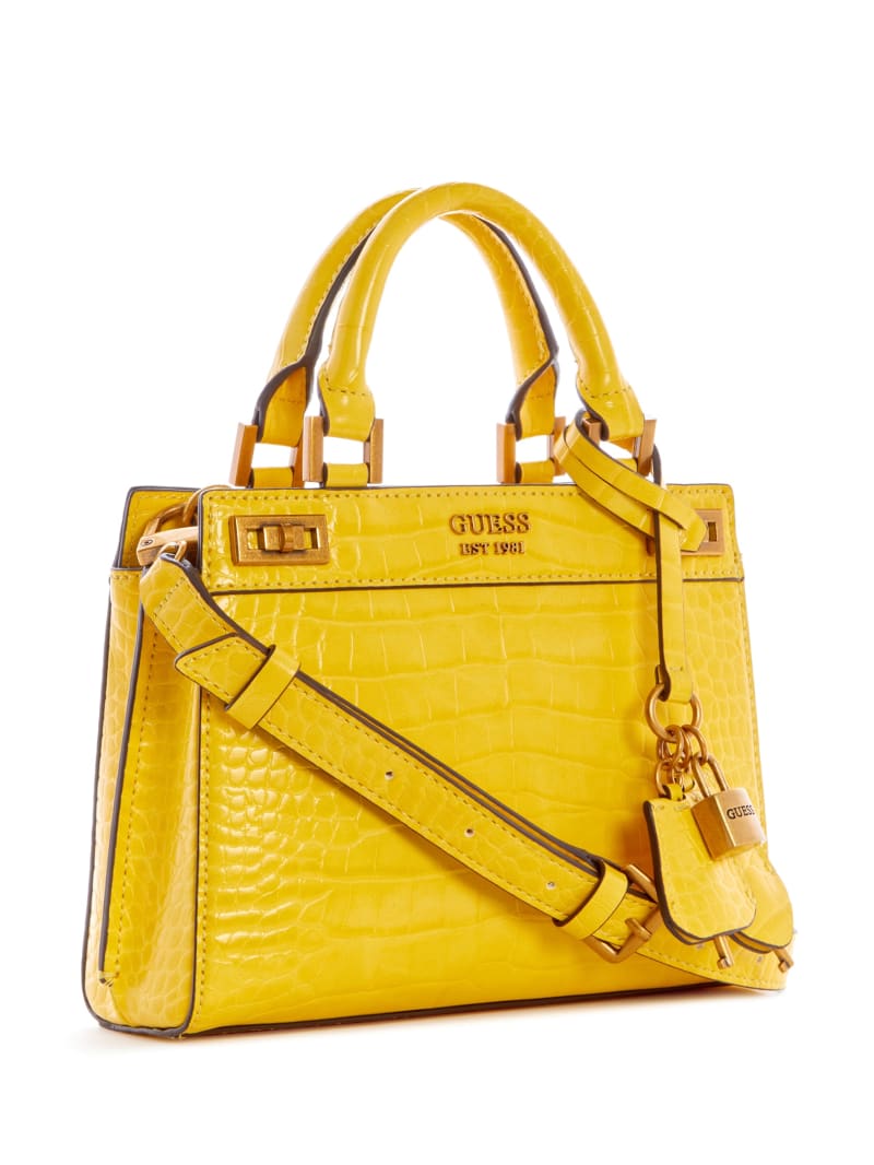 Torba Satchel Damskie Guess Katie Croc Żółte | 8027691-RU