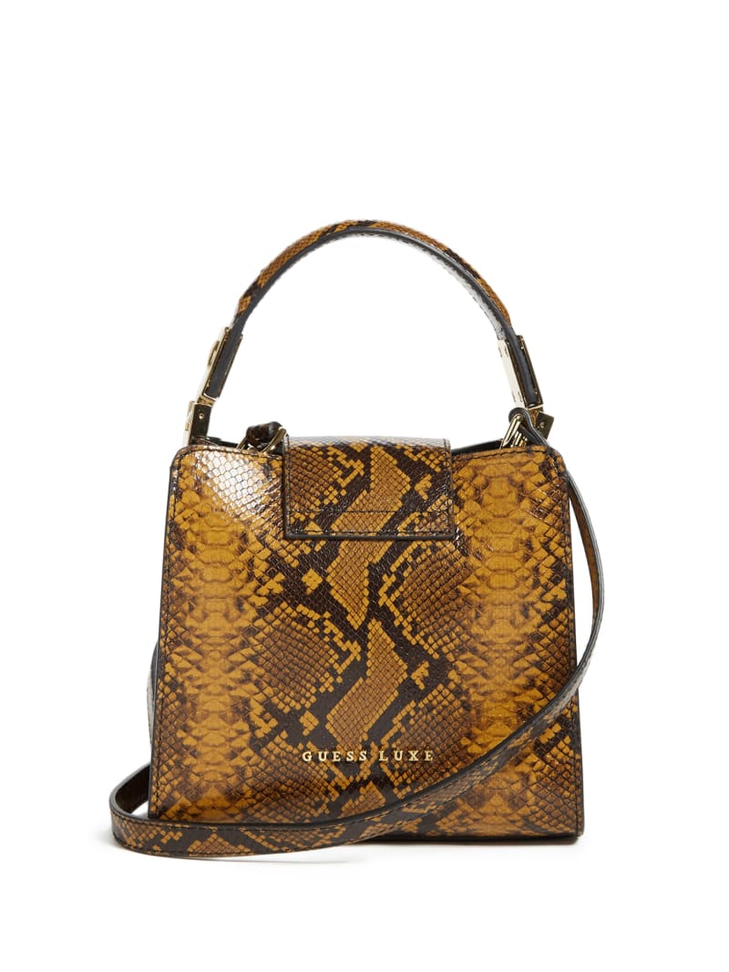 Torba Satchel Damskie Guess Monia Python Print Skórzane Oliwkowe | 5032641-HU