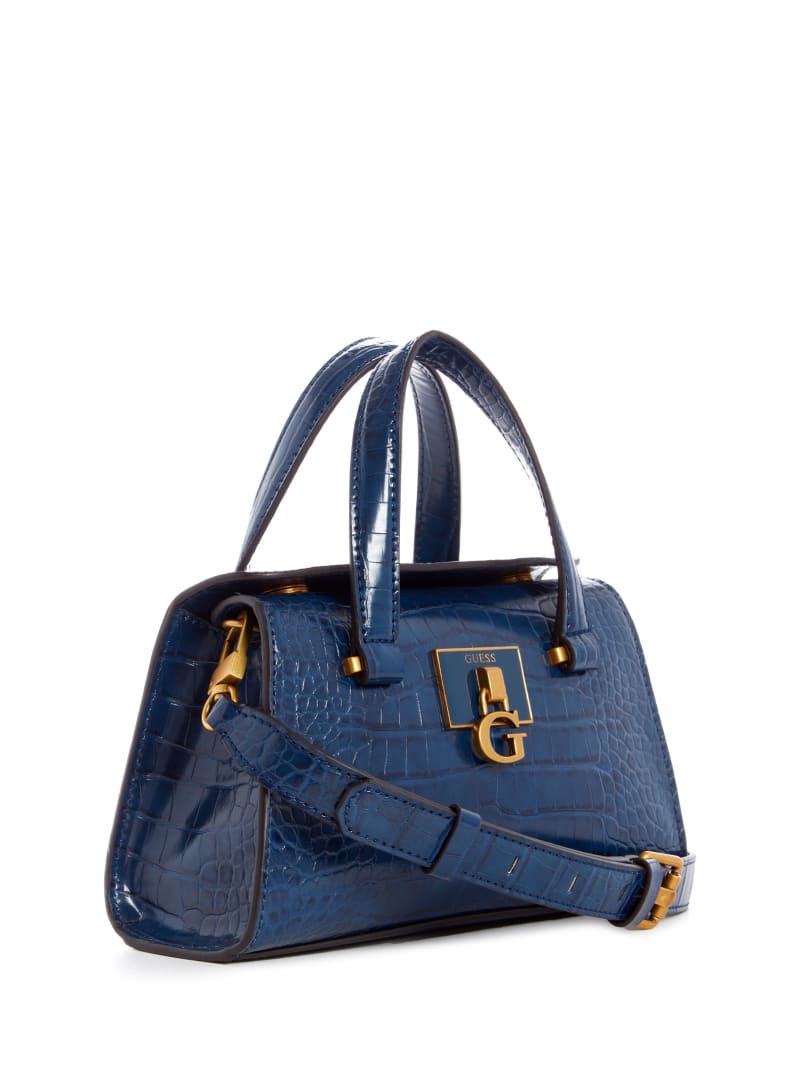 Torba Satchel Damskie Guess Stephi Croc Niebieskie | 0398542-IT