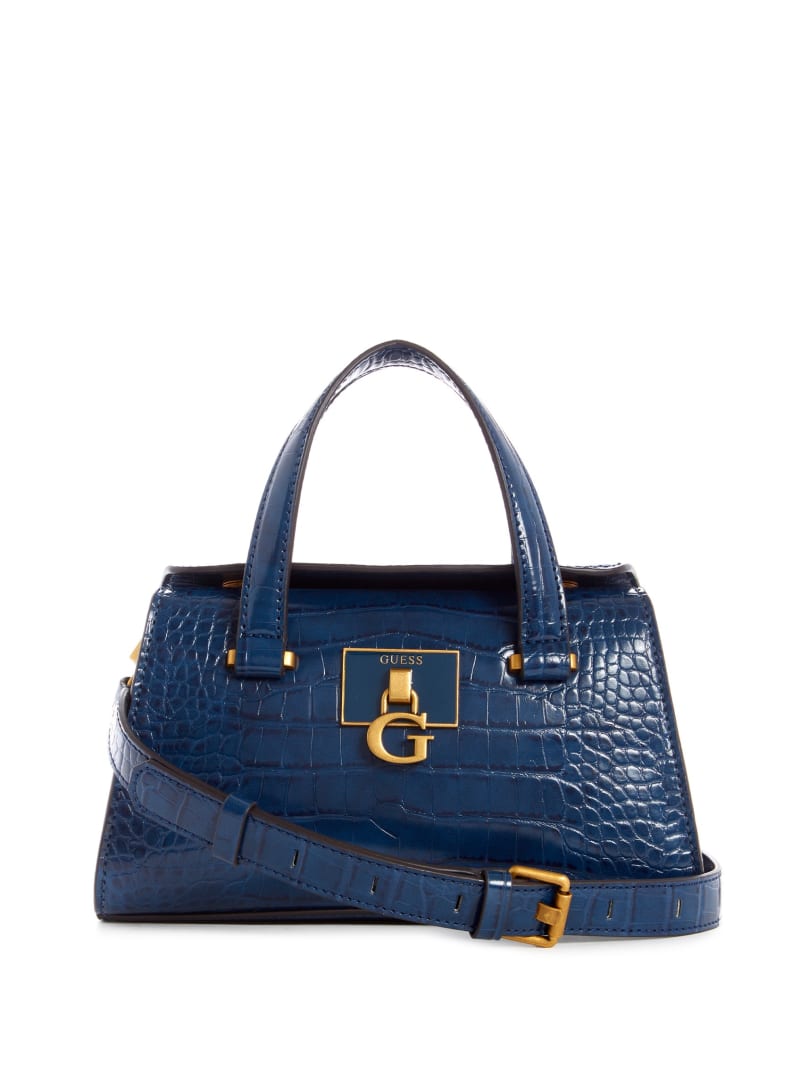 Torba Satchel Damskie Guess Stephi Croc Niebieskie | 0398542-IT