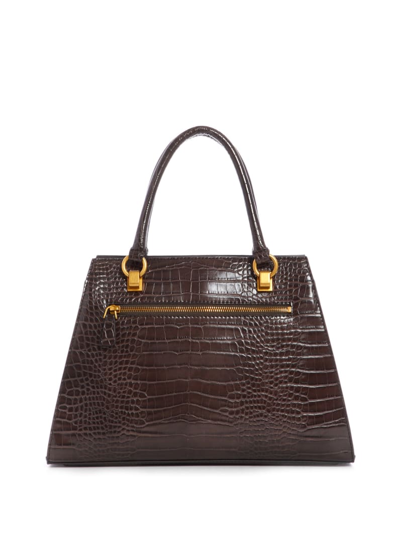 Torba Satchel Damskie Guess Stephi Croc Girlfriend Czekolada | 5209437-PV