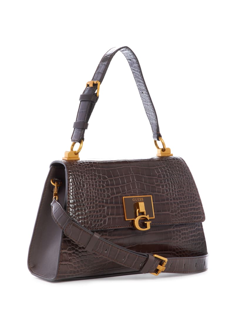 Torba Satchel Damskie Guess Stephi-Handle Flap Czekolada | 0125793-DF