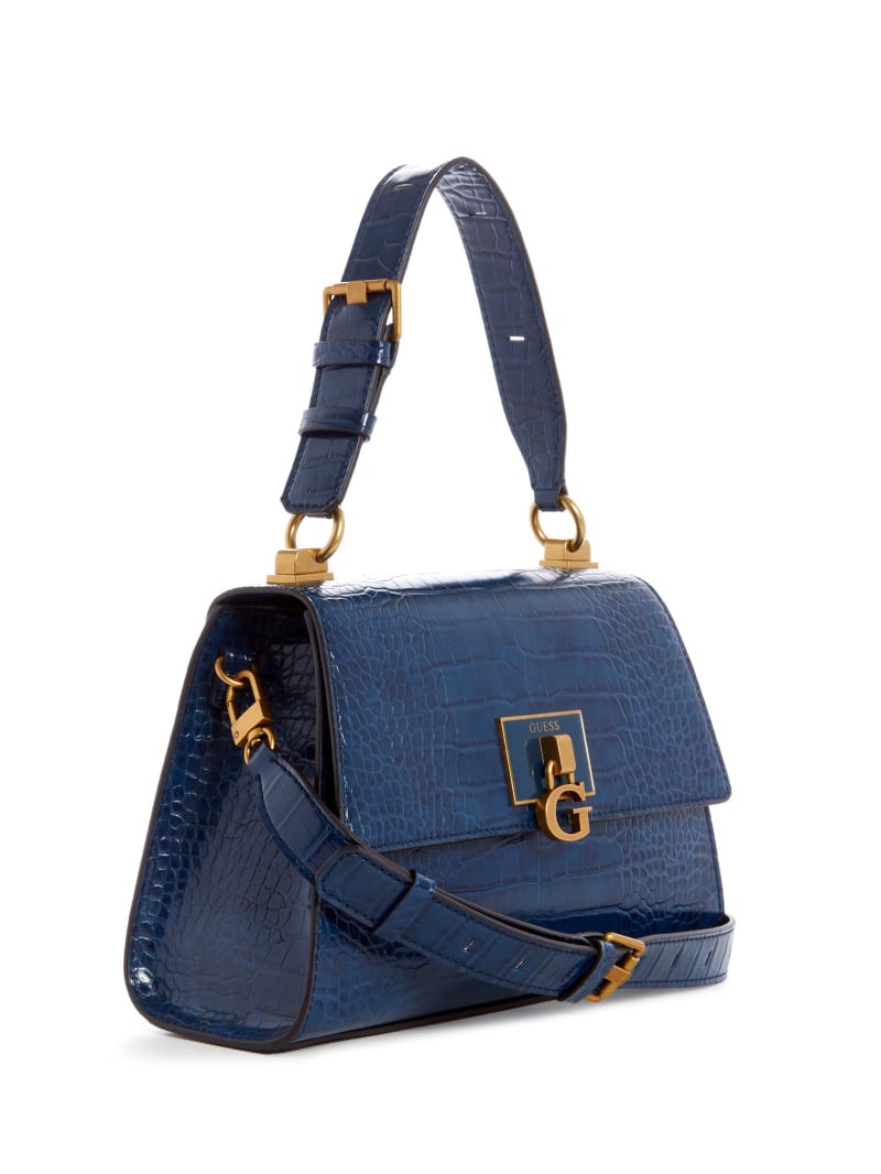 Torba Satchel Damskie Guess Stephi-Handle Flap Niebieskie | 3574961-KL