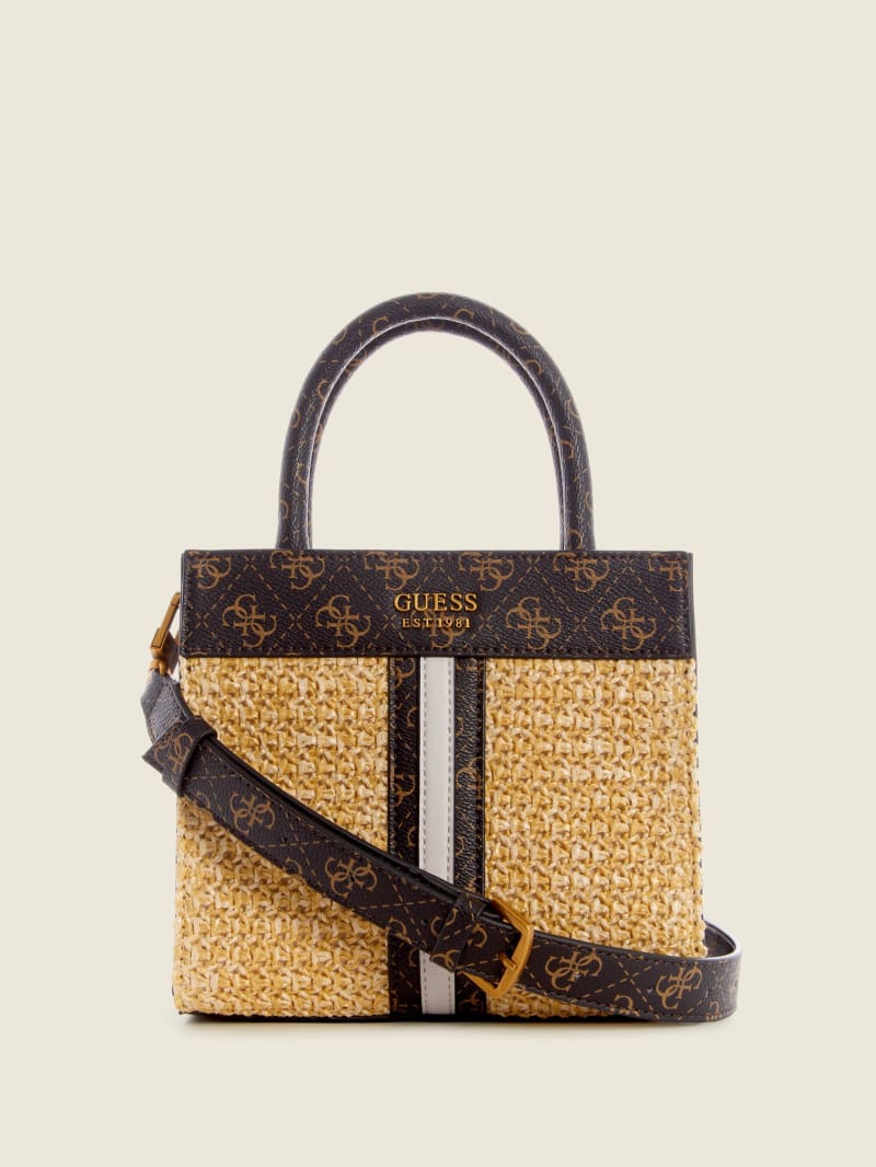 Torby Mini Damskie Guess Kasinta Raffia Brązowe | 9173062-PQ