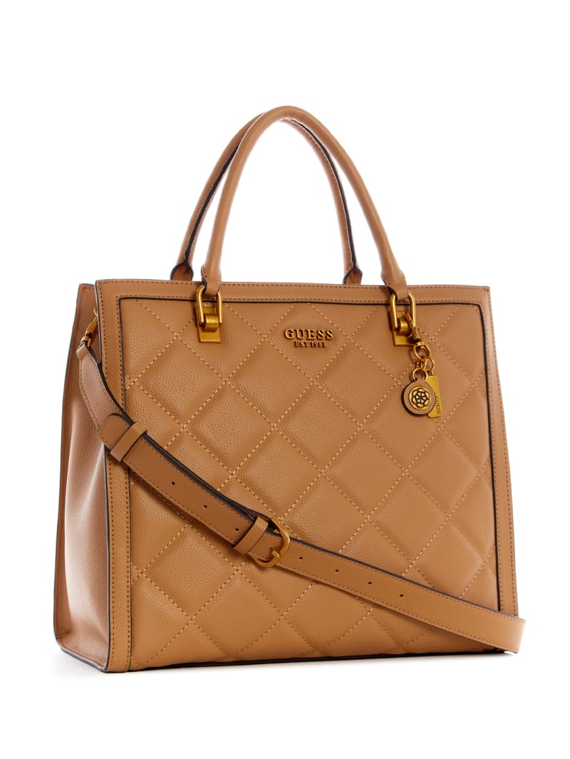 Torby Tote Damskie Guess Abey Quilted Elite Beżowe | 5496270-QY