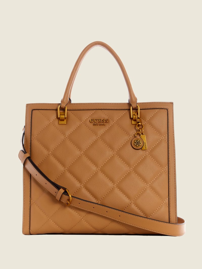 Torby Tote Damskie Guess Abey Quilted Elite Beżowe | 5496270-QY