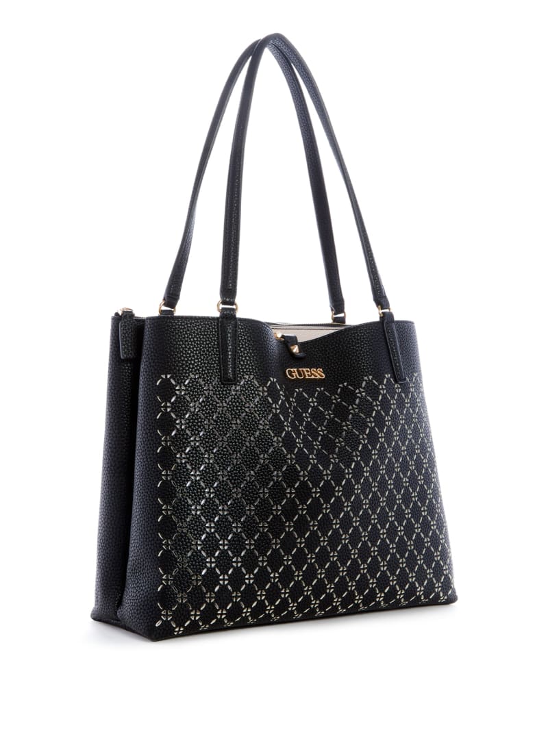 Torby Tote Damskie Guess Amara Society Czarne | 8504279-XM