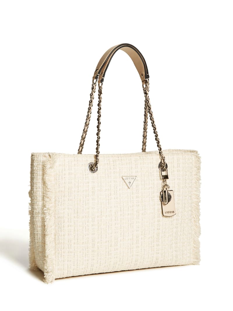 Torby Tote Damskie Guess Cessily Tweed Whit | 3486597-PQ