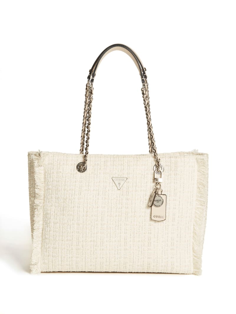 Torby Tote Damskie Guess Cessily Tweed Whit | 3486597-PQ