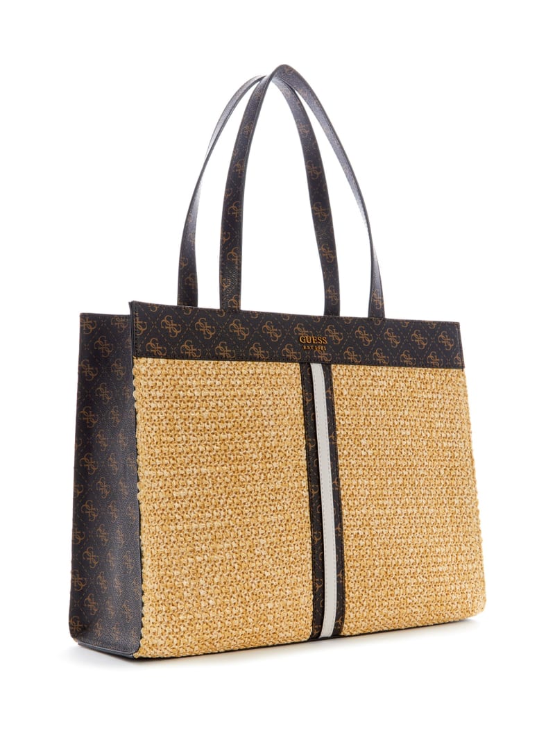 Torby Tote Damskie Guess Kasinta Raffia Beżowe | 6389705-WS