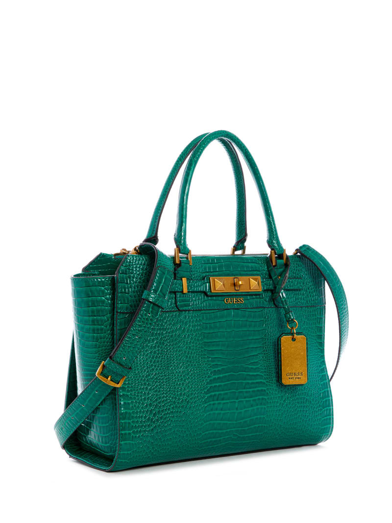 Torby Tote Damskie Guess Raffie Carryall Zielone | 2439761-BI